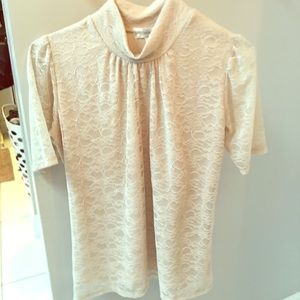 Cream colored high neck lace top